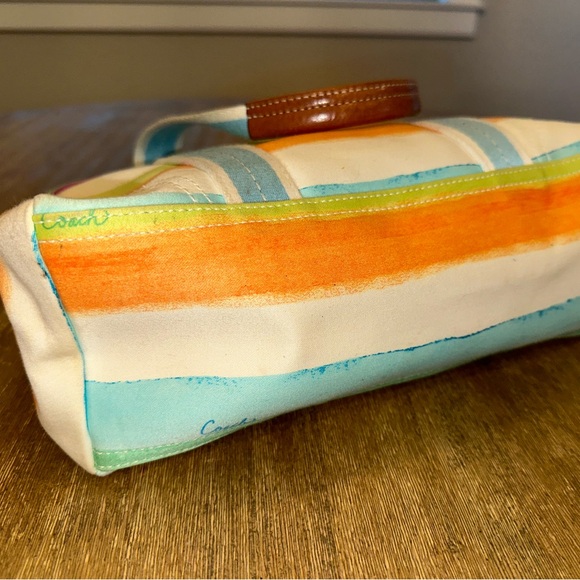 Coach Multicolor Watercolor Stripes Signature Hampton Purse - Picture 5 of 5